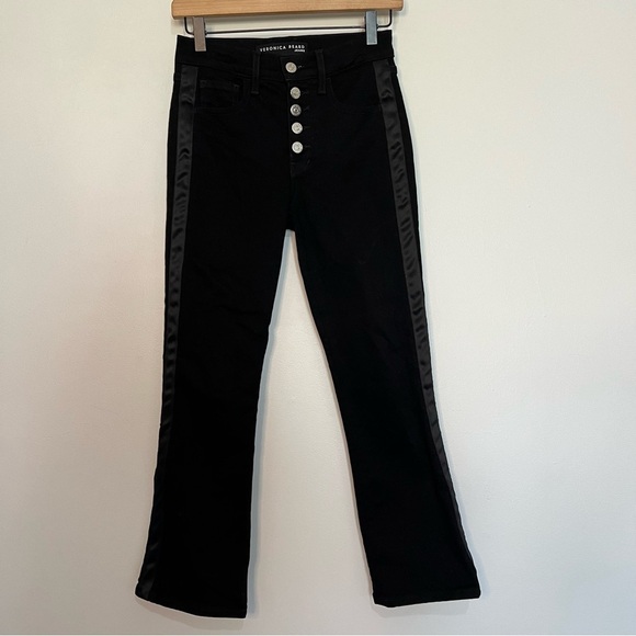 Veronica beard Carolyn baby boot high rise black tuxedo stripe size 25/0 - Picture 2 of 7